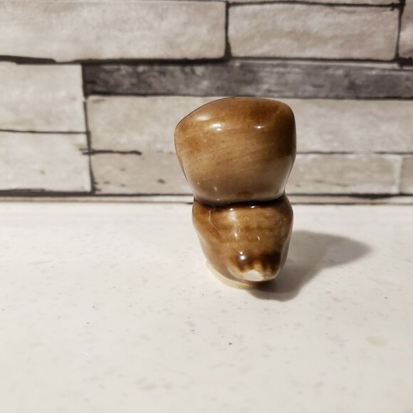 Vintage Anthropomorphic Brown Owl Figurine With Eyelashes Miniature Size - Picture 4 of 8